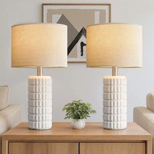 Set of 2 Modern 23" Ceramic Table Lamps for Living Room Bedroom Decor