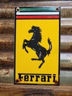 VINTAGE FERRARI PORCELAIN SIGN ITALIAN AUTO DEALER SALES SERVICE GAS RACE CAR 12