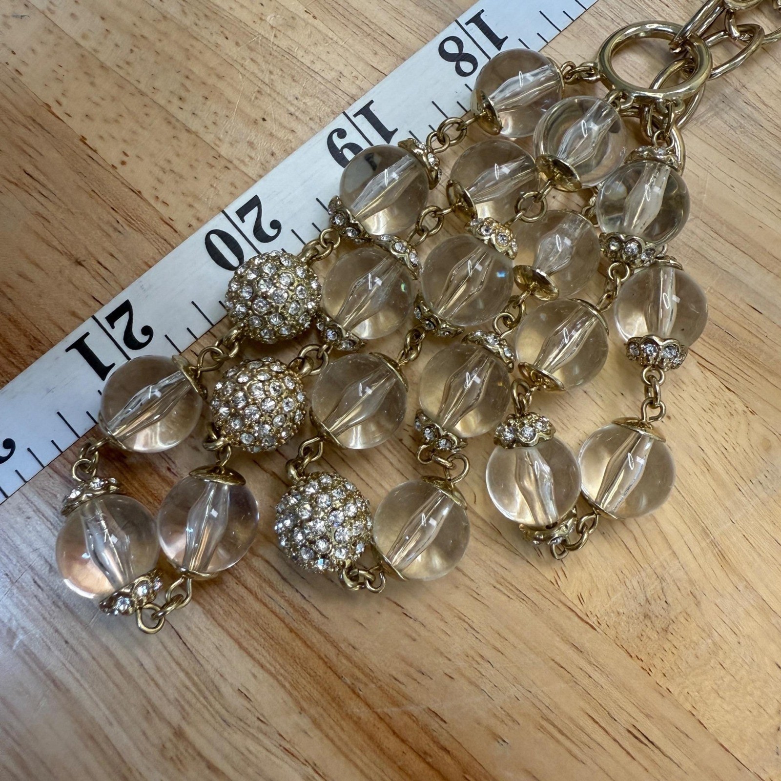 Three-Strand Clear Beaded Statement Necklace With… - image 8