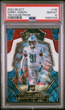 Kerby Joseph 2022 Panini Select Tri Color Prizm Rookie 38/199 #135 PSA 10 Lions