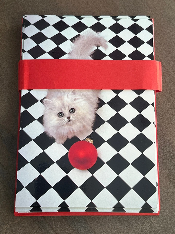 8 рождественских открыток Hallmark, 9 красных конвертов, фотография кошки Ричарда Фанолио, новые - Изображение 3 из 4