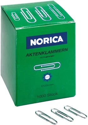 NORICA Büroklammern mit Kugelenden 24mm glatt, verzinkt, 1000 Stück Aktenklammer