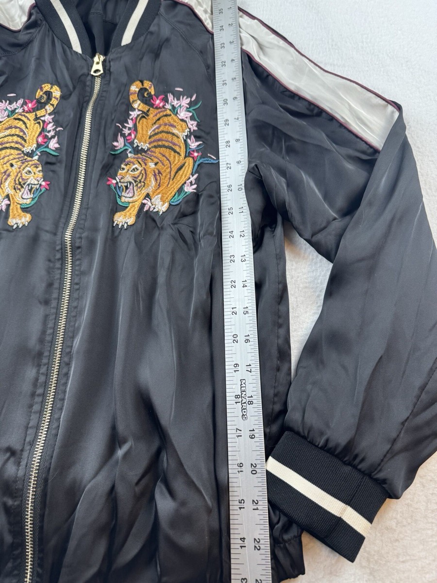 H&M Divided Tiger Bomber Jacket Japan Satin Embroidered H&M Divided Tiger Bomber Jacket Japan Satin Embroidered