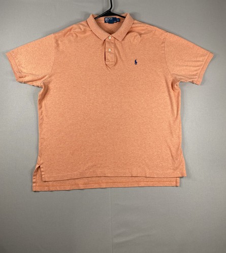 Vintage Ralph Lauren Polo Shirt Mens Extra Large Orange Blue Pony Short Sleeve