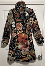 Vintage Desigual Coat, Multicolour Coat, Print Trench Coat, Y2k Coat, Size 8