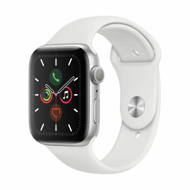 Apple Watch Series 5 GPS 40mm MWV62LL/A Silver Aluminum Case White Sport Band