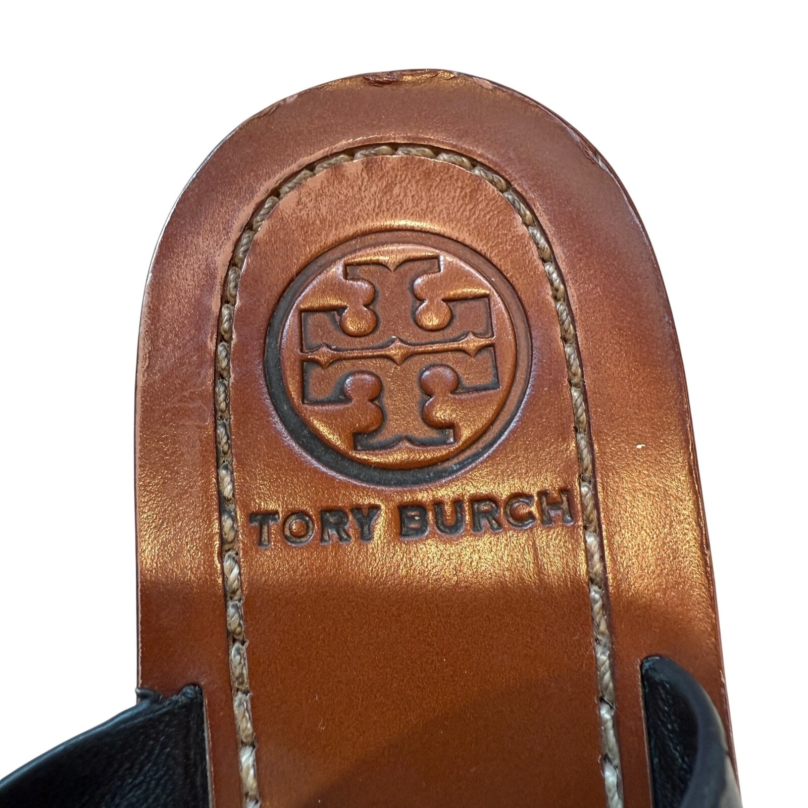 Tory Burch sandali con zeppa in pelle slide scarpe firmate nere taglia 5 5