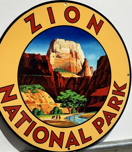 Vintage Style Zion Utah  US National Park Heavy Steel Metal Top Quality Sign