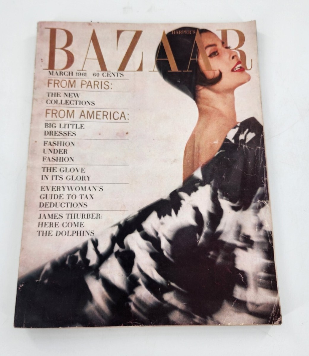 Vintage HARPER'S BAZAAR Magazine March 1961 Cover by FAURER PARIS