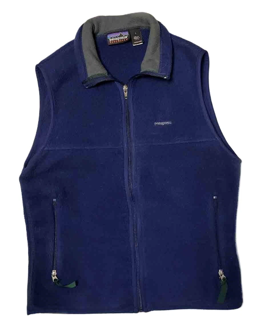 Vintage Patagonia Synchilla Fleece Vest Navy Blue Men's Size Small