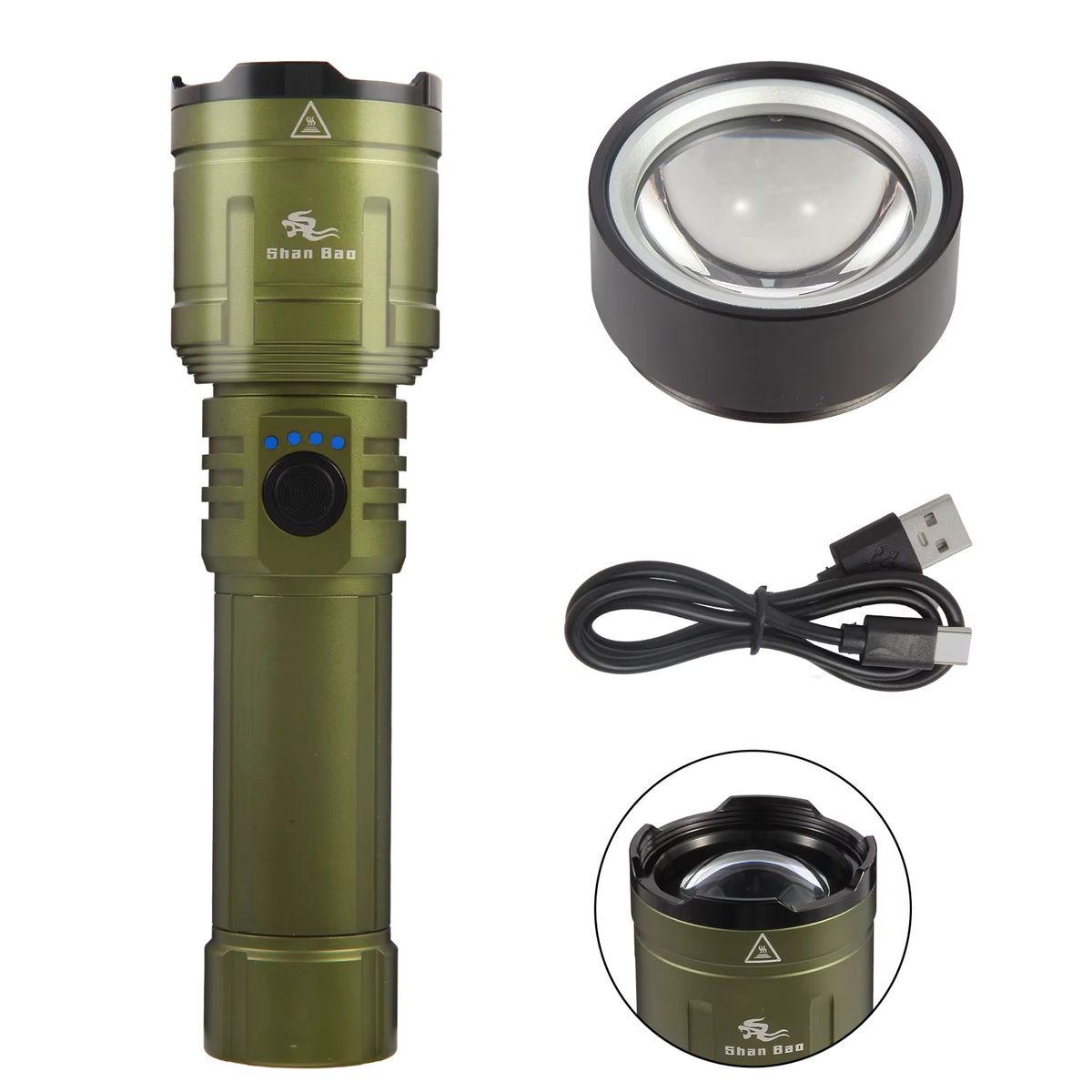 Shan Bao 3000LM Outdoor Zoom Waterproof Flashlight Strong Light