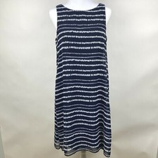 Lauren Ralph Lauren Women's 4 Navy Geometric Sheer Lined Shift Sleeveless Dress