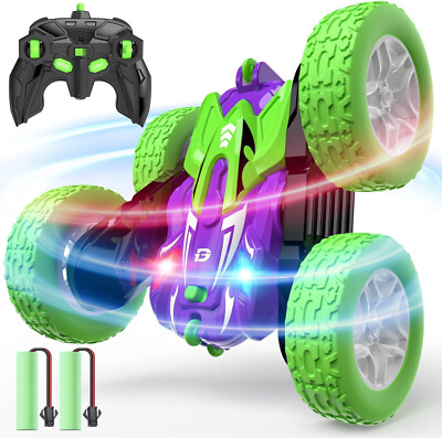 DEERC Ferngesteuertes Auto, doppelseitig fahrende RC Stunt Cars, 360° Spin 4WD Off-