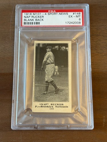 1916 M101 4 Sporting News 'Nap' Rucker #148 card