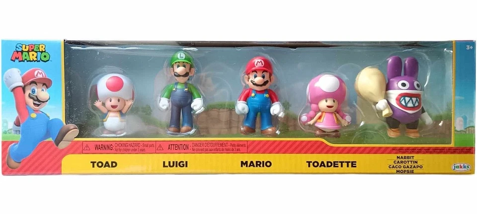 Nintendo Gift Set 5 Packs Super Mario Bs 2.5" Action Figures Luigi Toad toadette