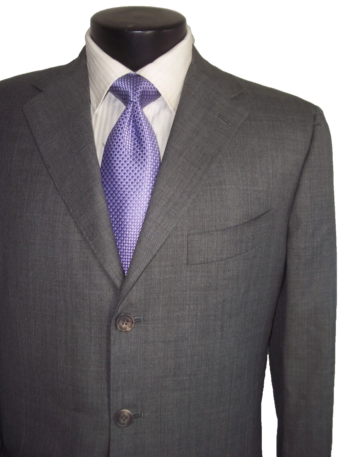 # Kiton Napoli solid gray 3button side vent wool … - image 5