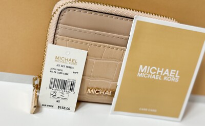 MICHAEL KORS JET SET TRAVEL MD ZIP AROUND CARD CASE WALLET EXOTIC