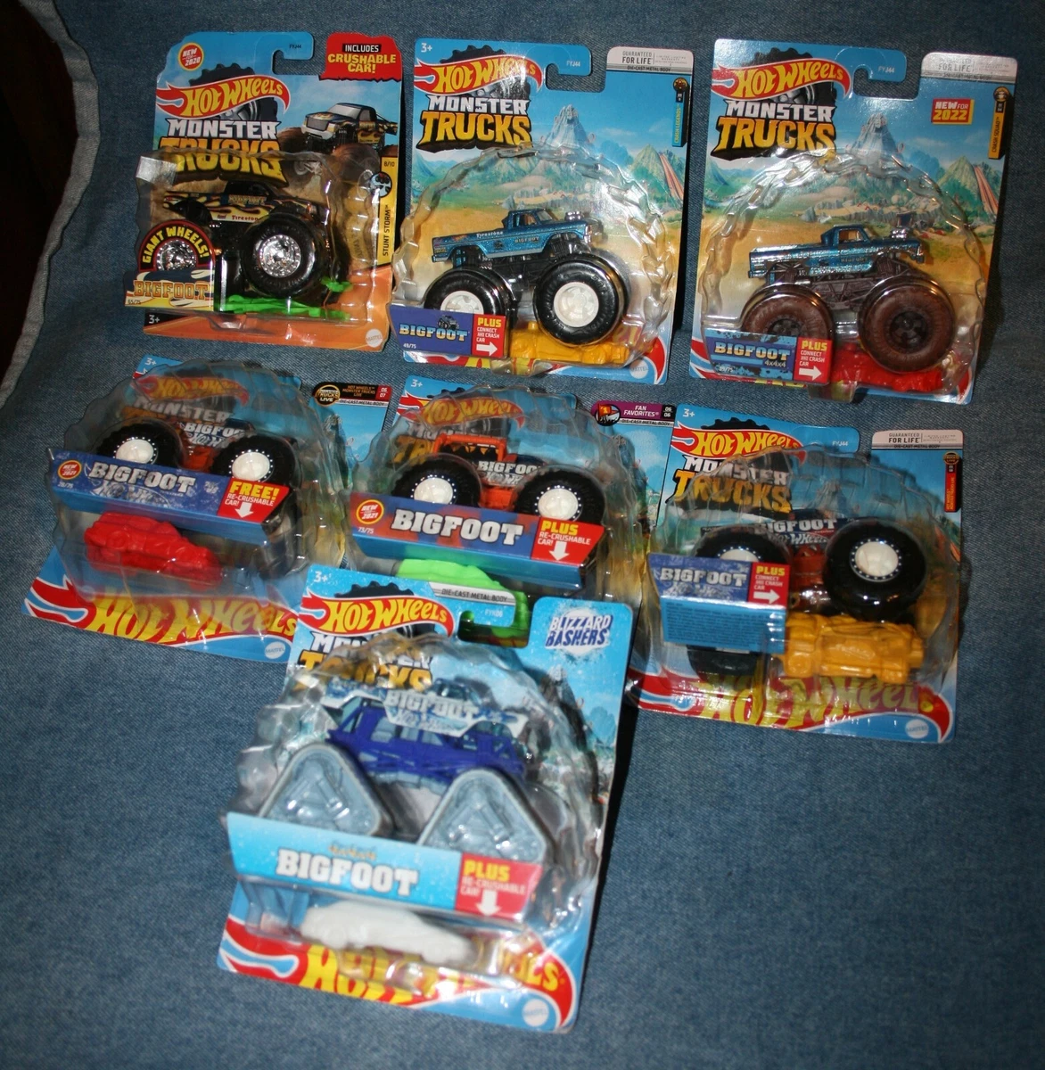 7 Different 1 64 Hot Wheels BIGFOOT 2020 2022 Small Monster Jam