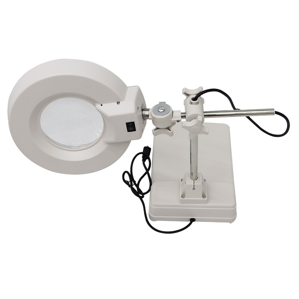 15 Time Benchtop LED Magnifier Cross Holder Magnifying White Glass Lens ...