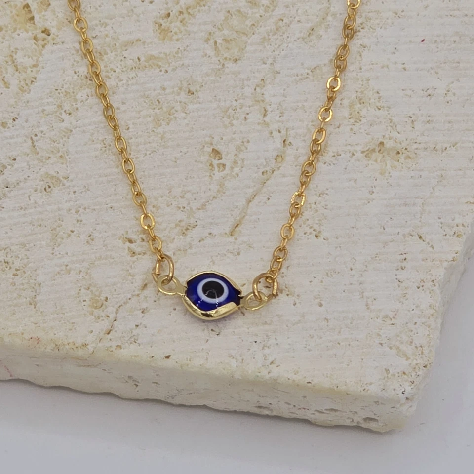 Dije colgante collar chapado en oro 14k mal de ojo  Foto 4 de 4