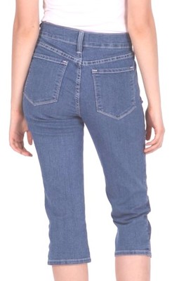 Jeans NYDJ Alyssia - Taille 14W Plus Size - Crop Turquoise Avec Ourlet Froncé Et Strass - Neuf Avec étiquettes