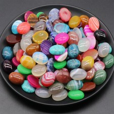 15 20mm Oval Flatback Cab Cabochon Gemstone Beads Polished Jewelry Making DIY