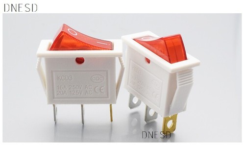 2pcs Red Power Switch 3 Pin With Light for Water Dispenser Heating - Picture 4 of 5