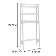 Over The Toilet Storage 3-Tier Shelf Organizer Storage Rack with 3 Hooks White