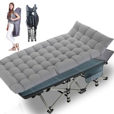 Folding Camping Bed Outdoor Portable Military Cot With Cushion Carry Bag Outdoor