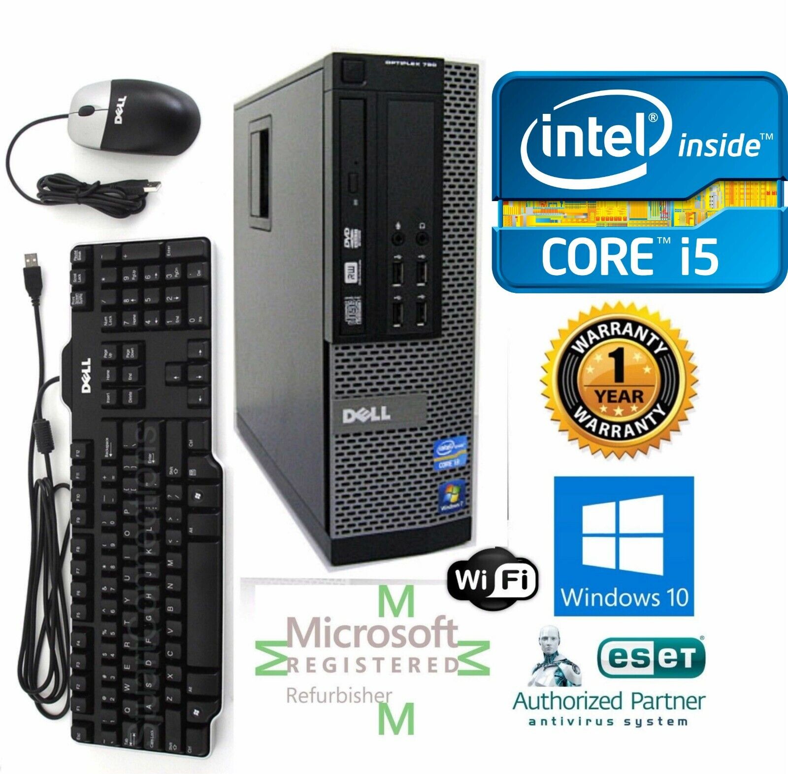 Dell Desktop PC SFF Intel i5 4570 16GB NEW 1TB SSD Win 10 Pro Wifi Bluetooth