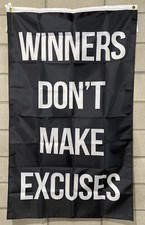 Motivational Flag Free Ship Winners Don t Make Excuses Lift USA 3x5' Sign Banner