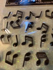 THE PAPER STUDIO LA PETITES STICKERS 3D MUSIC NOTES 3D BLACK MUSICAL NOTES 25PCS