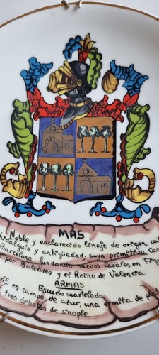 Porzellan Vintage Wall Flach Coat Of Arms Spain Teller Wandbild Wappen Spanien - Bild 6 von 8