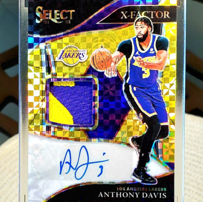 💥/10!💥 Anthony Davis - 2021 Panini Select X-Factor Patch Auto - Gold Prizm /10