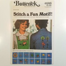 Butterick 4686 Vintage Embroidery Transfer Patterns 1970s Trees Flowers