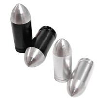 (PAIR) Alloy Presta Bullet Valve Caps Dust Covers Cycle Bike Silver Black Cap