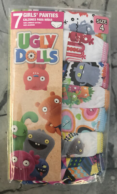 ''Ugly Dolls'' Briefs Underwear Panties, 7 Pairs Pack , Girls Size 4, Multicolor