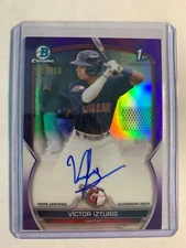 2023 1st Bowman Chrome Purple Refractor #D /250 Victor Izturis #CPA-VI Auto
