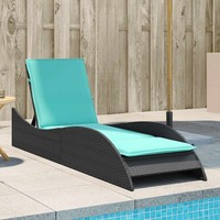 Vidaxl Sonnenliege Mit Kissen Schwarz 60X205X73 Cm Poly Rattan Neu