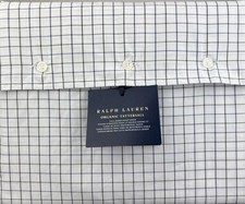 Ralph Lauren Blue White Organic Tattersall Plaid Cotton FULL/QUEEN Duvet Cover