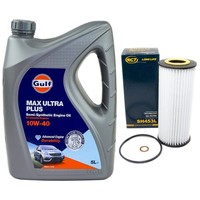 MotoröL Set Gulf Max Ultra Plus 10W-40 5 Liter + ÖLfilter FüR Lancia Thesis 2.4