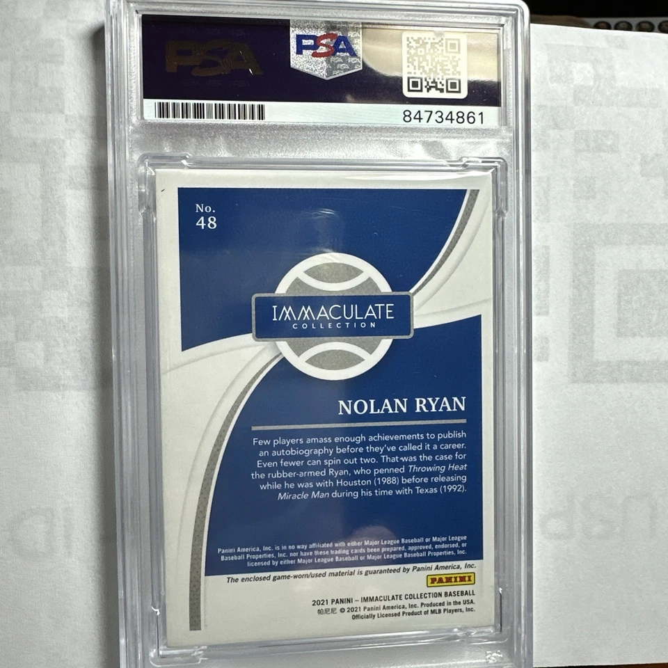 2021 Panini Immaculate Collection Auto Nolan Ryan #48 07/15 PSA/DNA Certificado 9 Estado perfeito - Imagem 2 de 2