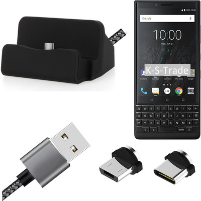 Ladestation für Blackberry KEY2 (Dual-SIM) + USB-Typ C u. Micro-USB-Adapter