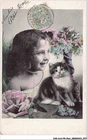 CAR-AASP5-0382 - CAT - A Little Girl Holding A Cat
