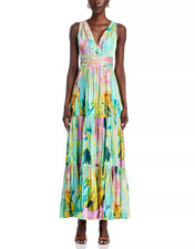 Kobi Halperin Britt Printed Tiered Maxi Dress MSRP $698