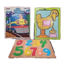 Vintage Playskool Sesame Street 1973 Engine number 1 Train Unmarked Wood Numbers