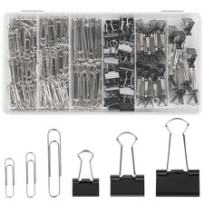 500PCS Paper Clips and Binder Clips Assorted Sizes,Silver Paper Clips Black ...
