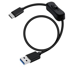 2FT USB C to USB Cable with On Off Switch 5Gbps Data Power Supply Black