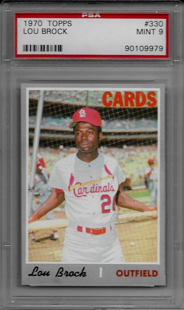 1970 Topps #330 Lou Brock PSA 9 Mint Cardinals HOF