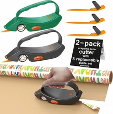 Perfycut 2 Pack Wrapping Paper Cutter with 3 Replaceable Blade Sets for black 